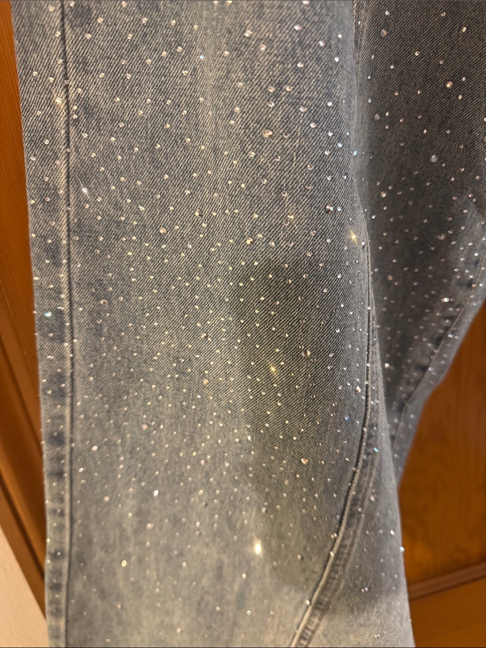 NWT Edikted Wide-Leg Sparkle Rhinestone Jeans - Picture 3 of 6